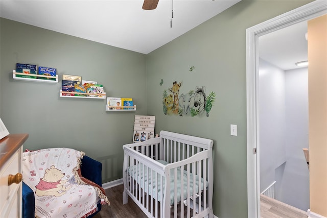 420 Fourth Rd, Wappingers Falls, NY 12590 - bedroom featuring wood finished floors, baseboards, and ceiling fan