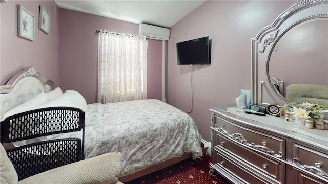 30-33 79th St, East Elmhurst, NY 11370 - bedroom featuring a wall mounted air conditioner and dark colored carpet