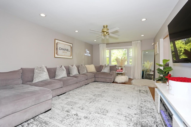 100 Dowd St Unit C12, Haverstraw, NY 10927 - living area with a ceiling fan, recessed lighting, and wood finished floors
