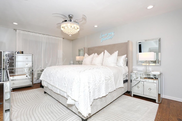 100 Dowd St Unit C12, Haverstraw, NY 10927 - bedroom with wood finished floors, a chandelier, and recessed lighting