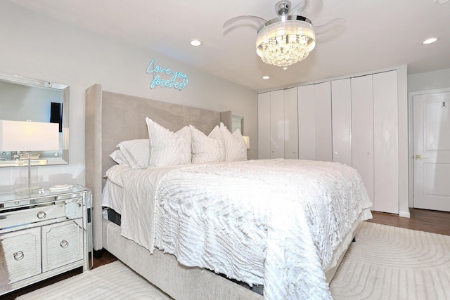 100 Dowd St Unit C12, Haverstraw, NY 10927 - bedroom with wood finished floors, recessed lighting, and a chandelier
