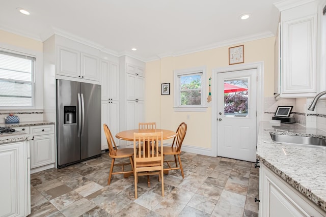 37 Lee Ave, Yonkers, NY 10705 - dining area with crown molding, recessed lighting, and baseboards