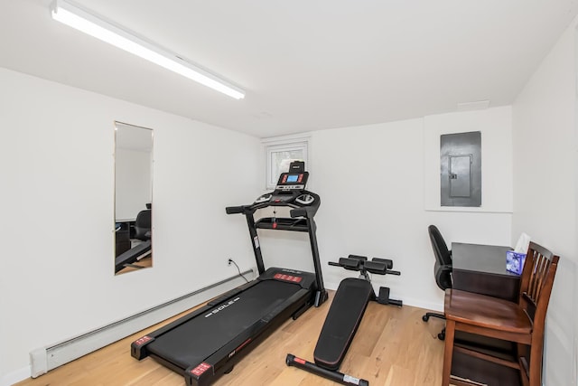 37 Lee Ave, Yonkers, NY 10705 - workout area with electric panel and wood finished floors