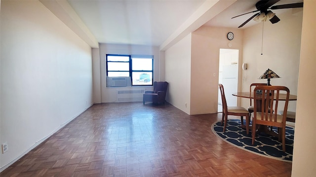 99-72 66rd Unit 7Aa, Rego Park, NY 11374 - dining area with radiator, a ceiling fan, and cooling unit