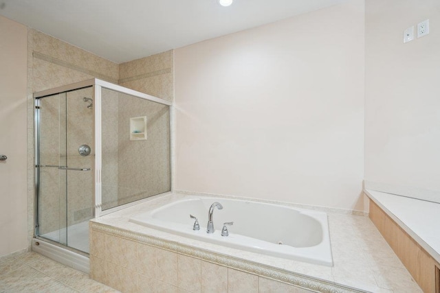 76 Sagamore Dr, Plainview, NY 11803 - bathroom with a whirlpool tub, a shower stall, and tile patterned floors