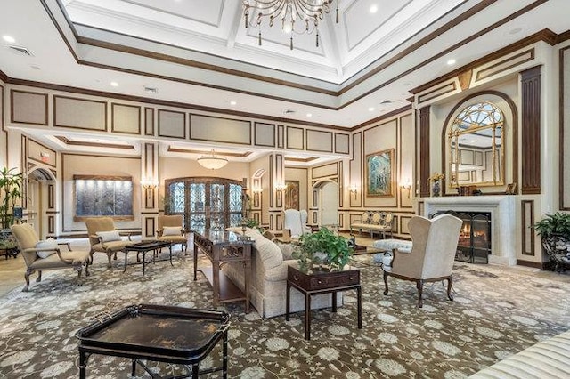 76 Sagamore Dr, Plainview, NY 11803 - common area featuring a high ceiling, a decorative wall, and ornamental molding
