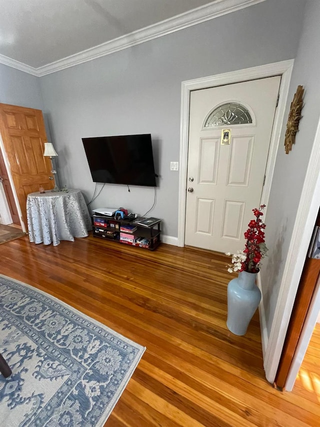 108-41 51st Ave, Corona, NY 11368 - living room with light wood-style flooring, ornamental molding, and baseboards