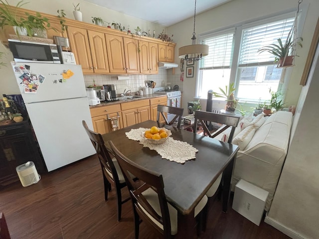 108-41 51st Ave, Corona, NY 11368 - dining room with dark wood finished floors and a chandelier
