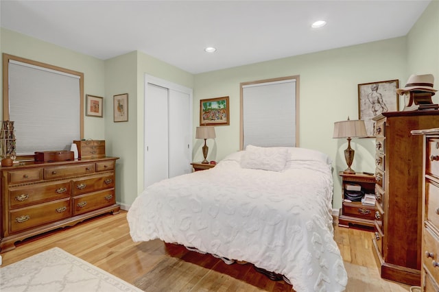 1 Exeter Pl, Glen Head, NY 11545 - bedroom featuring light wood-style floors, a closet, and recessed lighting