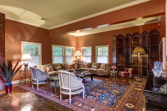 7 Cedar Ln, Glen Cove, NY 11542 - living room with wood finished floors, plenty of natural light, and crown molding