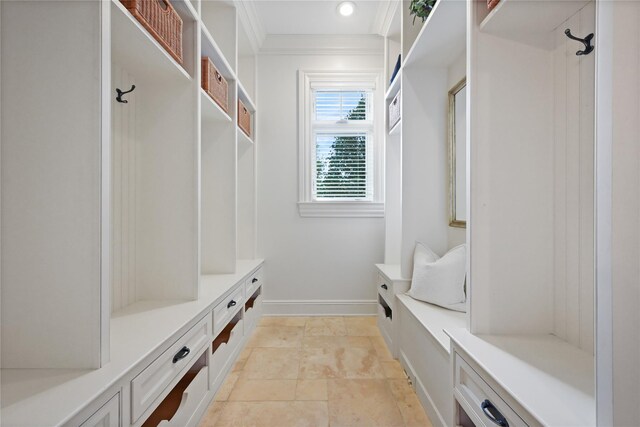 52 Carriglea Dr, Call Listing Agent, CT 06878 - mudroom with baseboards and crown molding