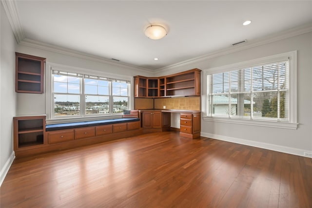 52 Carriglea Dr, Call Listing Agent, CT 06878 - unfurnished office featuring built in desk, plenty of natural light, baseboards, and crown molding