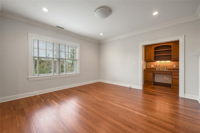 52 Carriglea Dr, Call Listing Agent, CT 06878 - unfurnished room with wood finished floors, baseboards, ornamental molding, and recessed lighting