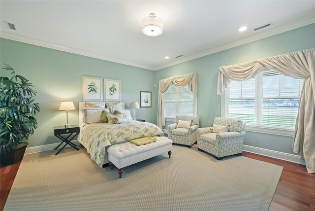 52 Carriglea Dr, Call Listing Agent, CT 06878 - bedroom featuring crown molding, baseboards, wood finished floors, and recessed lighting