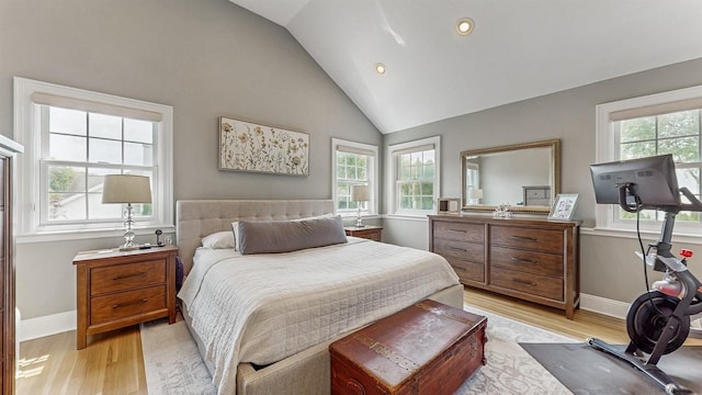 5 Long House Way, Commack, NY 11725 - bedroom with light wood finished floors, vaulted ceiling, baseboards, and recessed lighting