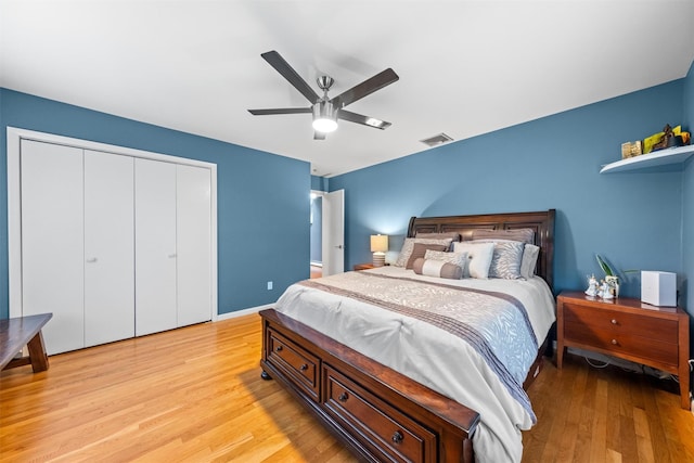 30 Apple Hill Dr, Cortlandt Manor, NY 10567 - bedroom featuring light wood-type flooring, a closet, a ceiling fan, and baseboards