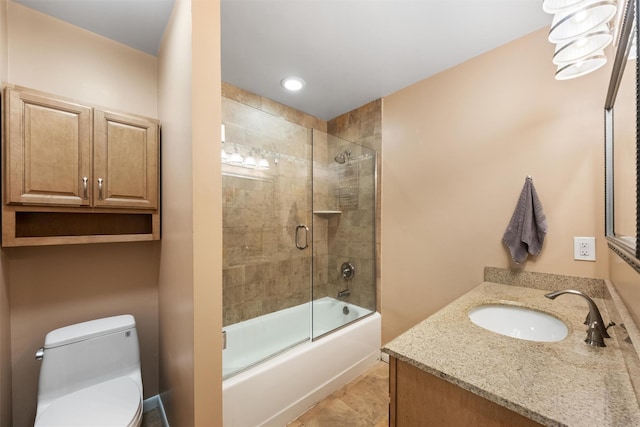 30 Apple Hill Dr, Cortlandt Manor, NY 10567 - full bathroom with vanity, toilet, bath / shower combo with glass door, and recessed lighting