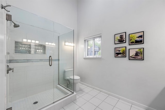 30 Apple Hill Dr, Cortlandt Manor, NY 10567 - bathroom featuring toilet, baseboards, a stall shower, and tile patterned flooring