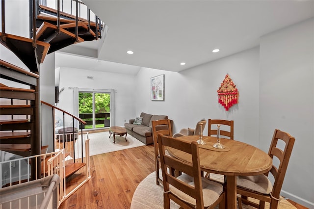 324 N Greeley Ave, Chappaqua, NY 10514 - dining room featuring recessed lighting, light wood-style flooring, stairway, and baseboards