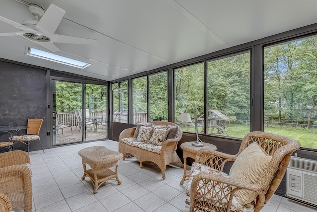 11 Kings Gate Rd, Suffern, NY 10901 - sunroom / solarium with a skylight, ceiling fan, and vaulted ceiling