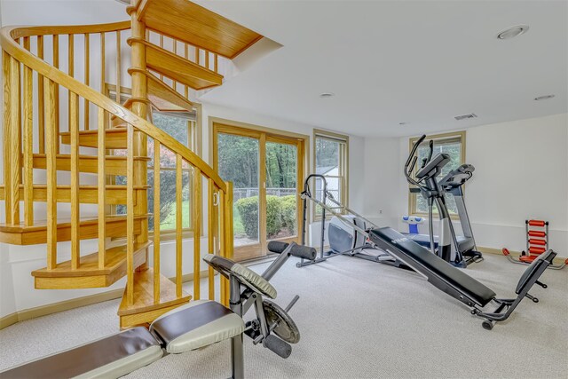 11 Kings Gate Rd, Suffern, NY 10901 - exercise area featuring carpet, baseboards, and recessed lighting