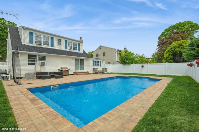 150 Arthur St, Massapequa Park, NY 11762 - view of swimming pool featuring entry steps, a patio area, and grilling area