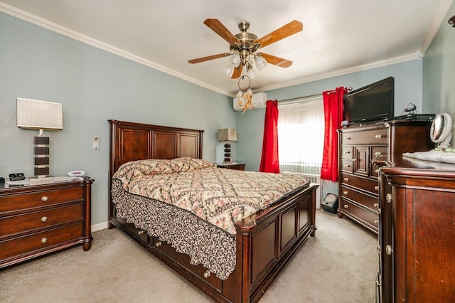 2588 Stedman Pl, Bronx, NY 10469 - bedroom with light colored carpet, ornamental molding, and a ceiling fan