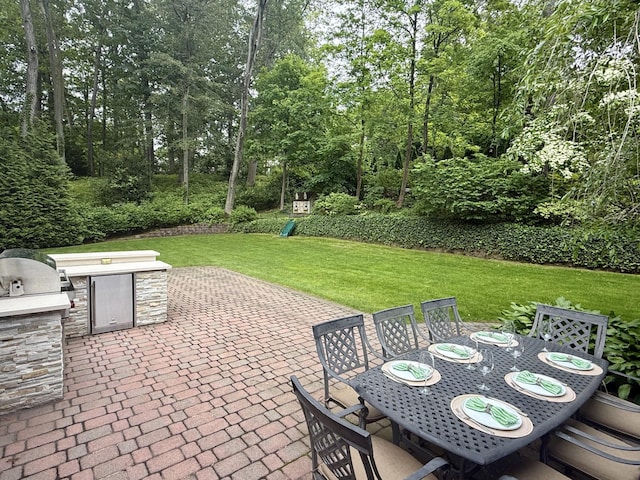 14 Rockwood Rd W, Manhasset, NY 11030 - view of patio / terrace with an outdoor kitchen and outdoor dining space