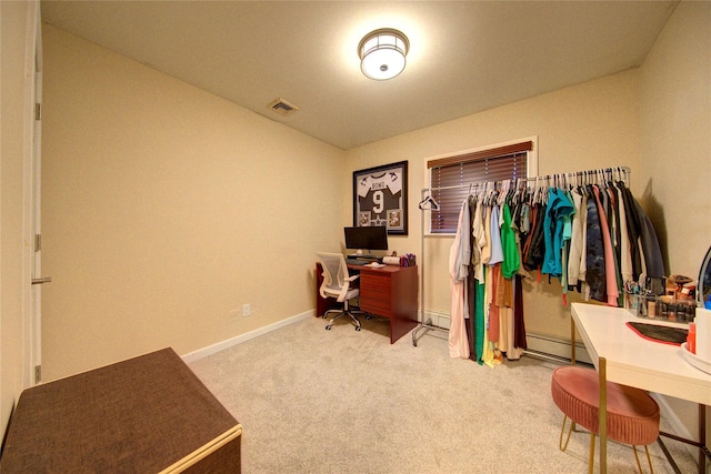 55 Richfield St, Plainview, NY 11803 - carpeted office with baseboards and a baseboard heating unit