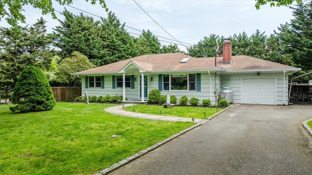4200 Rocky Point Rd, East Marion, NY 11939 - single story home featuring an attached garage, a chimney, and asphalt driveway