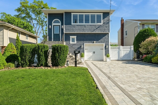 2033 Waltoffer Ave, North Bellmore, NY 11710 - split foyer home with decorative driveway, a garage, and a gate