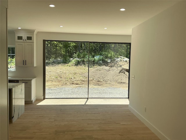 26 Rodina Dr, Pawling, NY 12564 - doorway to outside featuring baseboards, recessed lighting, and light wood-style floors