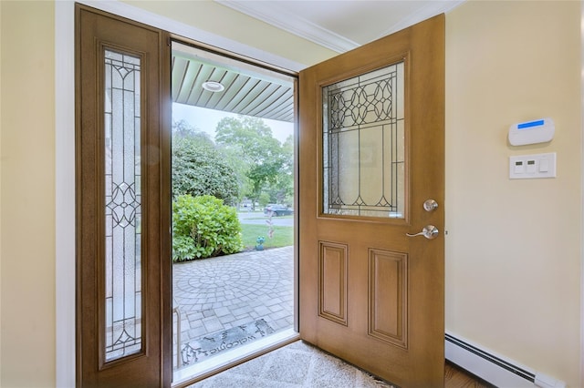 29 Cross Bow Ln, Commack, NY 11725 - entrance foyer featuring baseboard heating and crown molding