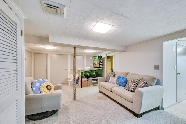 29 Cross Bow Ln, Commack, NY 11725 - living room with carpet floors and crown molding