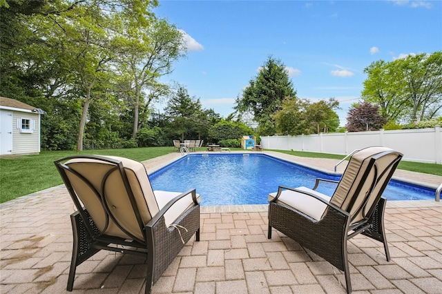 29 Cross Bow Ln, Commack, NY 11725 - view of pool featuring a patio area and an outbuilding