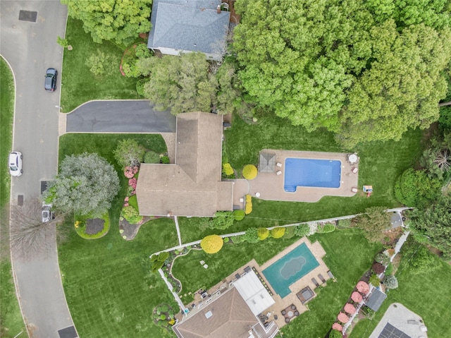 29 Cross Bow Ln, Commack, NY 11725 - aerial view of property and surrounding area with a pool area