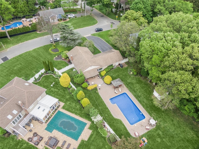29 Cross Bow Ln, Commack, NY 11725 - aerial view of a pool