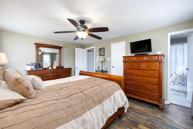 17 Daytona Beach Pl, Coram, NY 11727 - bedroom featuring dark wood finished floors and ceiling fan