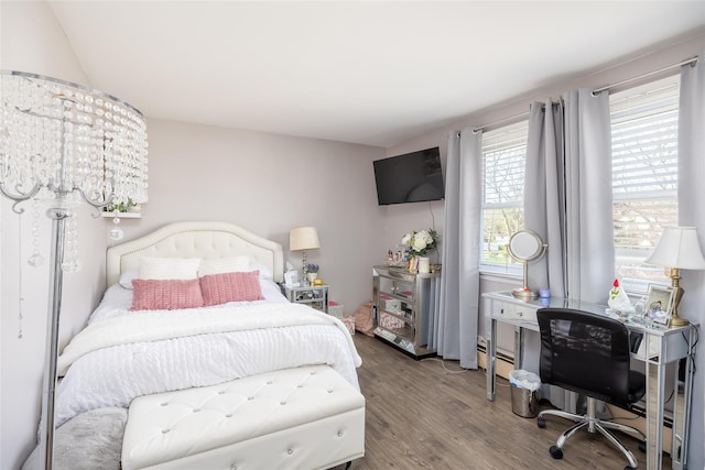 17 Daytona Beach Pl, Coram, NY 11727 - bedroom with wood finished floors and a baseboard heating unit
