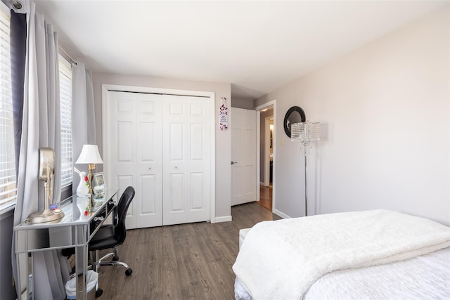 17 Daytona Beach Pl, Coram, NY 11727 - bedroom with wood finished floors, a closet, and baseboards