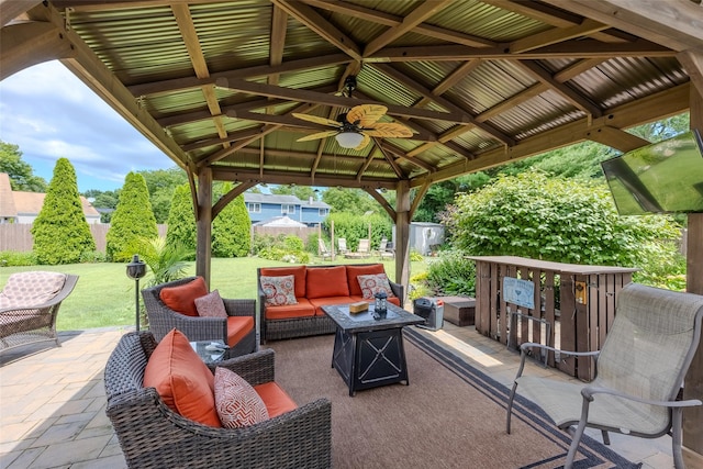 17 Daytona Beach Pl, Coram, NY 11727 - view of patio with a gazebo, outdoor lounge area, and a ceiling fan