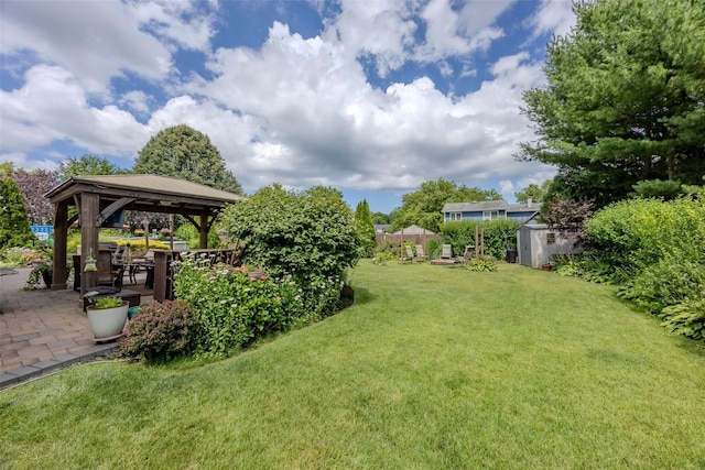 17 Daytona Beach Pl, Coram, NY 11727 - view of green lawn featuring a gazebo and a patio area