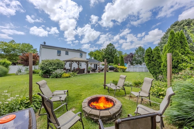 17 Daytona Beach Pl, Coram, NY 11727 - view of yard featuring a fire pit and a gazebo