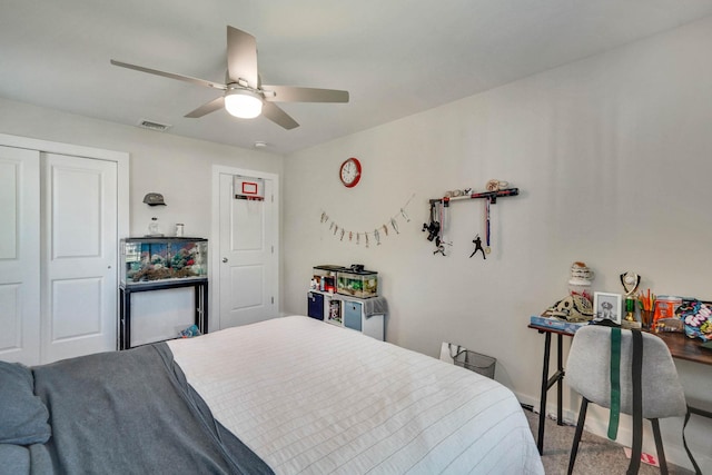 59 Middle Island Blvd, Middle Island, NY 11953 - carpeted bedroom with a closet, a ceiling fan, and baseboards