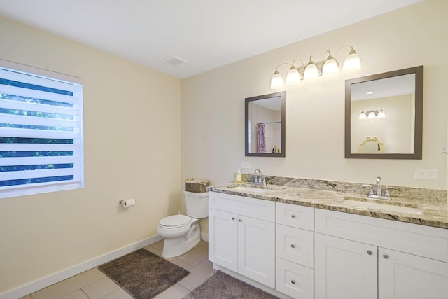 59 Middle Island Blvd, Middle Island, NY 11953 - full bathroom featuring double vanity, toilet, baseboards, and tile patterned floors