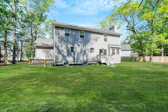 59 Middle Island Blvd, Middle Island, NY 11953 - rear view of property featuring a chimney and a deck
