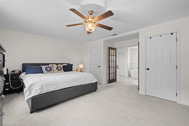 8 Roosa Rd, Wallkill, NY 12589 - bedroom featuring light carpet, baseboards, a ceiling fan, and ensuite bath