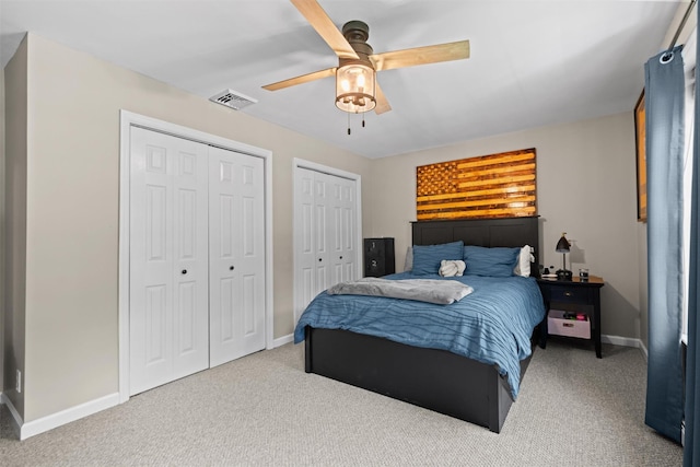 8 Roosa Rd, Wallkill, NY 12589 - carpeted bedroom with two closets, baseboards, and ceiling fan