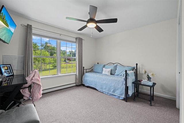 8 Roosa Rd, Wallkill, NY 12589 - carpeted bedroom with baseboard heating and a ceiling fan