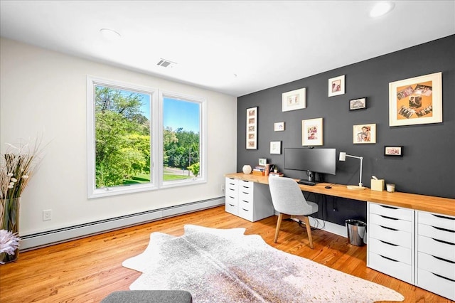 530 N Midland Ave N, Nyack, NY 10960 - office space with a baseboard heating unit, wood finished floors, and recessed lighting
